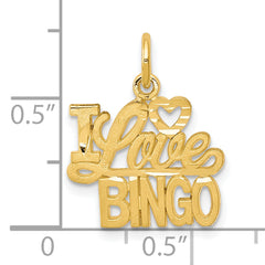 10K Yellow Gold I LOVE BINGO Charm Polished, Elegant, Fun Design