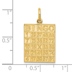 10K Solid Gold Bingo Card Charm with Polished Finish Playful & Elegant