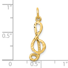 10K Gold Treble Clef Charm Pendant with Polished Finish Elegant Musical Symbol