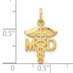 10K Solid Gold Doctor of Medicine MD Charm with Polished Finish Elegant, Meaningful Gift