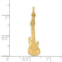 10K Gold Guitar Charm with Polished Finish Elegant, Solid, Musical Design