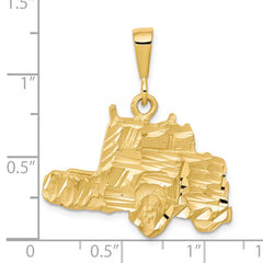 10K Gold Diamond-Cut Semi Truck Charm with Polished Finish Bold and Unique Statement