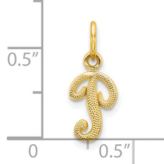 10K Gold Polished Initial P Charm in Solid Yellow Gold