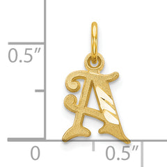 10K Gold Initial A Charm Pendant, Polished Solid Small