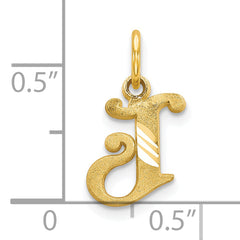10K Gold Polished Initial J Charm Small, Solid, Elegant Design
