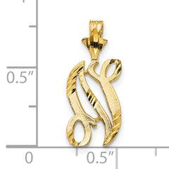 10K Gold Polished Initial N Pendant Elegant, Solid Design