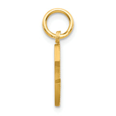 10K Gold Satin Diamond-Cut Initial C Charm Polished & Solid