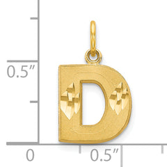 10K Gold Satin Diamond-Cut Initial D Charm Polished & Solid Design