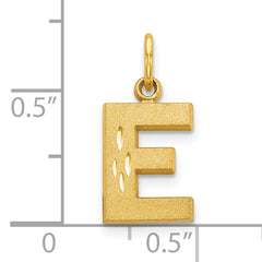 10K Yellow Gold Initial E Charm with Brushed Finish Solid and Elegant