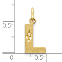 10K Yellow Gold Brushed Initial L Charm Solid & Elegant Design