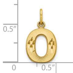 10K Yellow Gold Initial O Charm with Brushed Finish Solid and Elegant