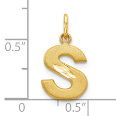 10K Yellow Gold Brushed Initial S Charm Solid & Elegant Design
