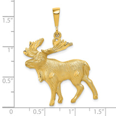 10K Gold Moose Charm Pendant with Polished Solid Finish
