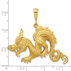 10K Gold Dragon Pendant with Polished Finish Solid, Themed Design