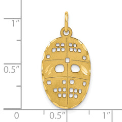 10K Gold Hockey Mask Charm with Polished Brushed Finish Unisex