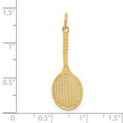 10K Gold Tennis Racquet Charm with Polished Solid Design