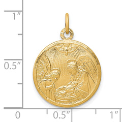 10K Gold Baptism Pendant with Polished & Satin Finish Elegant Design