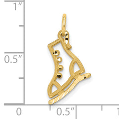 10K Gold Diamond-Cut Ice Skate Charm with Polished Finish