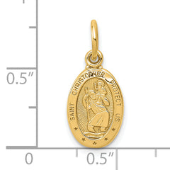 10K Solid Yellow Gold St. Christopher Pendant with Polished Satin Finish