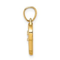 10K Gold Polished Heart Charm with CZ Stones Elegant Gift-Ready Design