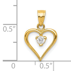 10K Gold Polished Heart Charm with CZ Stones Elegant Gift-Ready Design
