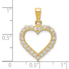 10K Gold Heart Pendant with CZ Stone in Polished Solid Design