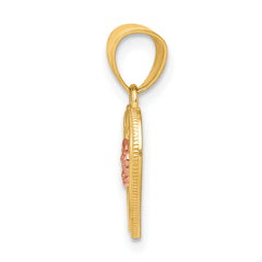 10K Two-Tone Gold Heart Charm with Polished Finish Elegant Design