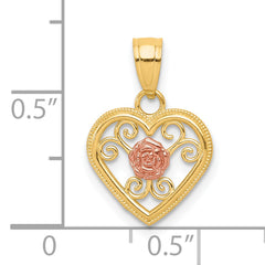 10K Two-Tone Gold Heart Charm with Polished Finish Elegant Design