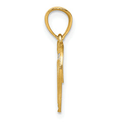 10K Gold Heart Charm with Rhodium Accents and Polished Finish