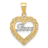 10K w/ Rhodium LOVE Heart Charm