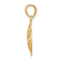 10K Gold and Rhodium MOM Heart Charm with Polished Finish