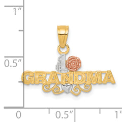 10K Two-Tone Gold #1 Grandma Charm with White Rhodium Polished Finish