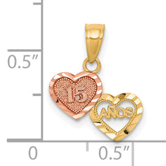 10K Two-Tone Gold 15 ANOS Charm with Polished Finish Solid Design
