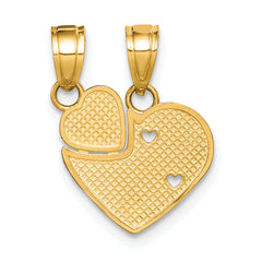 10K Gold Big Sis Lil Sis Break-Apart Heart Charm Polished Finish