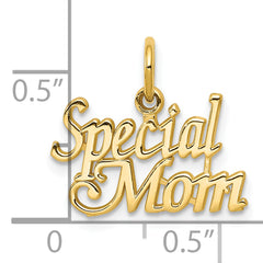 10K Gold Polished MOM Charm Solid, Elegant Gift