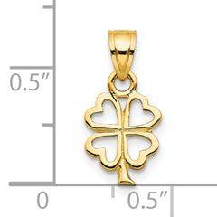 10K Gold Four Leaf Clover Charm in Polished Finish Solid and Elegant Design