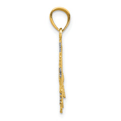 10K Gold Snowflake Charm with Rhodium Accents Polished Finish