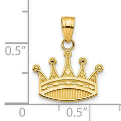 10K Gold Crown Charm with Polished Finish Elegant Themed Design