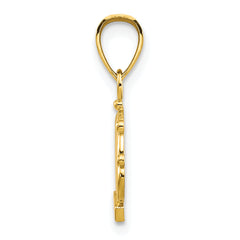 10K Gold Crown Charm with Polished Finish and Solid Design