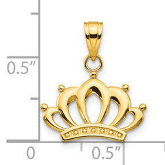 10K Gold Crown Charm with Polished Finish and Solid Design