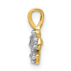 10K Gold CZ Flower Charm with Polished Finish | Elegant and Solid Design