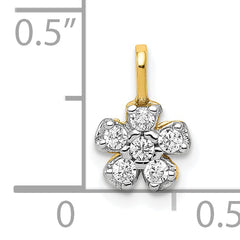 10K Gold CZ Flower Charm with Polished Finish | Elegant and Solid Design