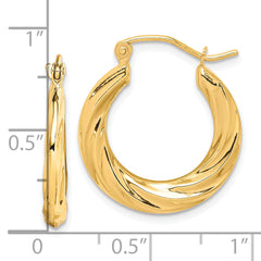 10K Yellow Gold Small Hoop Earrings with Polished Shrimp Design