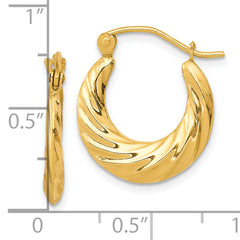 10K Yellow Gold Fancy Small Hoop Earrings with Polished Finish Elegant & Versatile