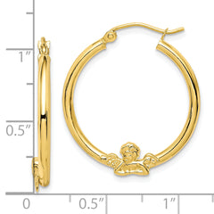 10K Gold Angel Hoop Earrings with Polished Finish Elegant and Versatile