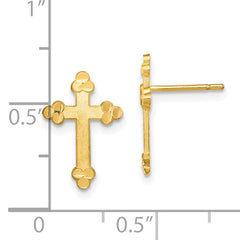 10k Budded Cross Earring