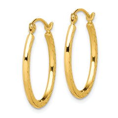 10K Gold Diamond-Cut Oval Hoop Earrings Polished & Lightweight