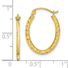 10K Gold Diamond-Cut Oval Hoop Earrings Polished & Lightweight