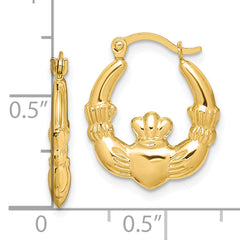 10K Claddagh Hollow Hoop Earrings