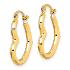 10K Gold Hollow Heart Hoop Earrings with Polished Finish Elegant and Lightweight Design